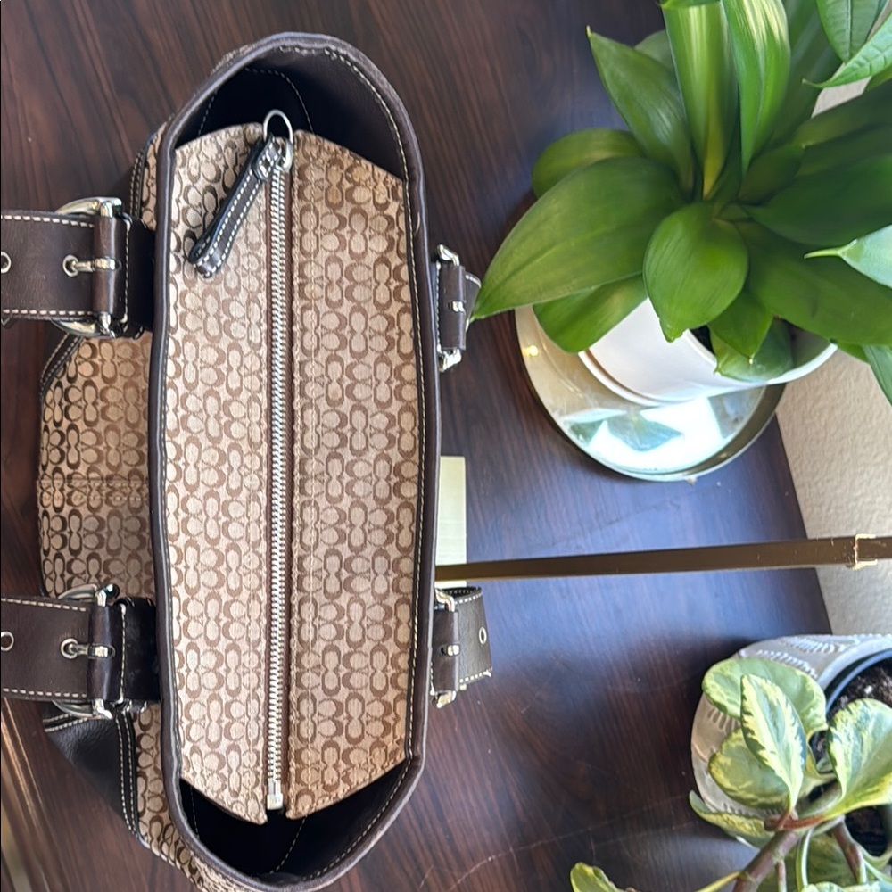 Coach Brown and Silver Tote with Structured Design - Picture 7 of 9